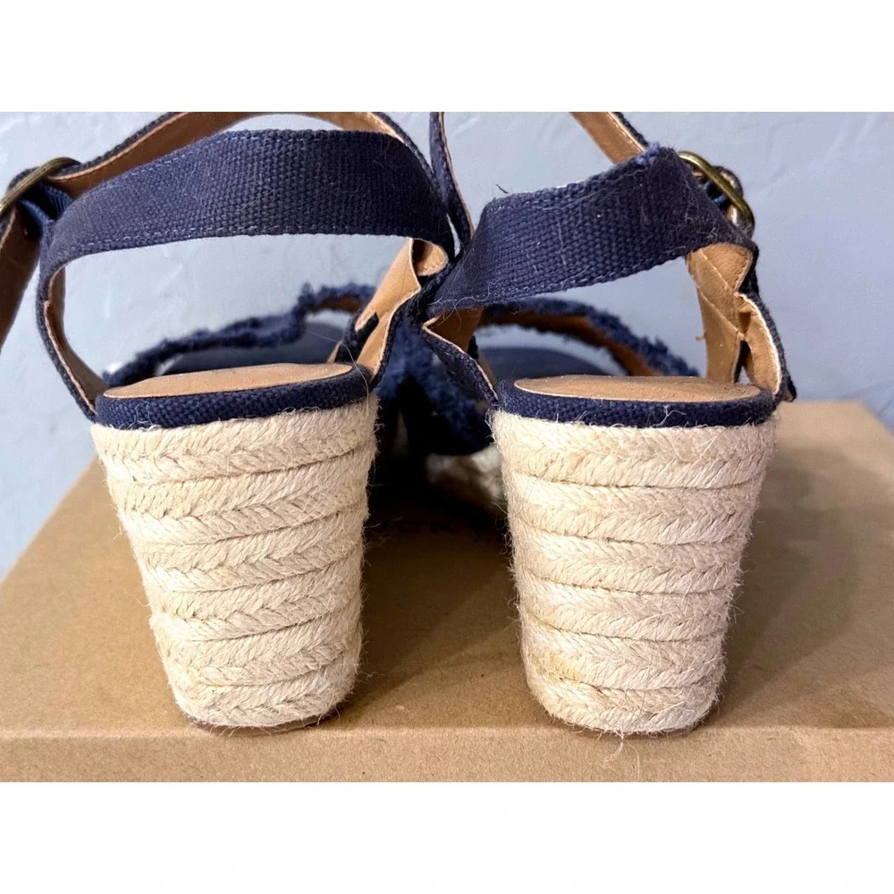 Lucky Brand Mindra Indigo Heavy Canvas Espadrille Wedge Sandals Womens 9.5M
